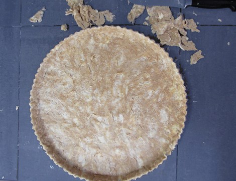 Apple tart dough in pan Lee and Lou Cook