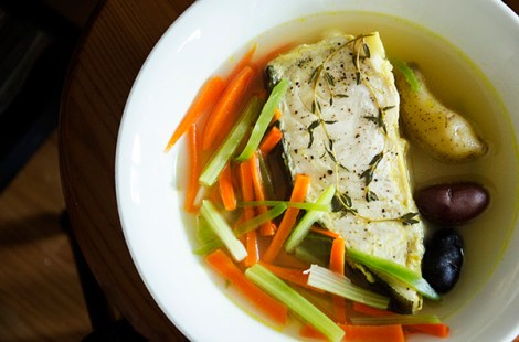Halibut Poached with Vegetables