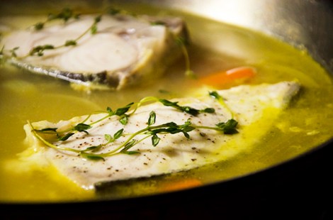 Halibut Poached with Vegetables Lee and Lou Cook