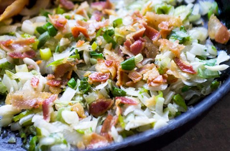 Souffle with Spring Onions and Pancetta