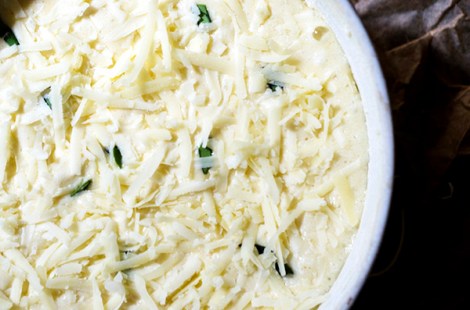 Souffle with Spring Onions and Pancetta