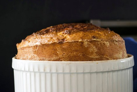 Souffle with Spring Onions and Pancetta