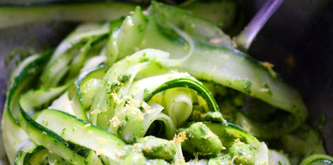 Linguine with Arugula-Basil Pesto