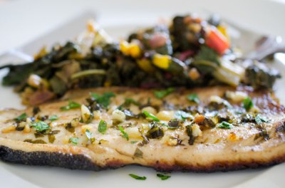Trout with Rainbow Chard