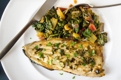 Trout with Rainbow Chard
