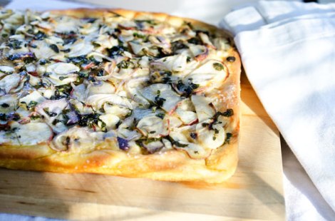 Focaccia Sunchokes, Potatoes, Onion