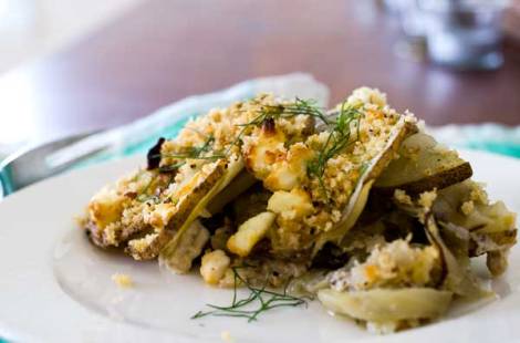 Potato Gratin withi Fennel and Spring Onions