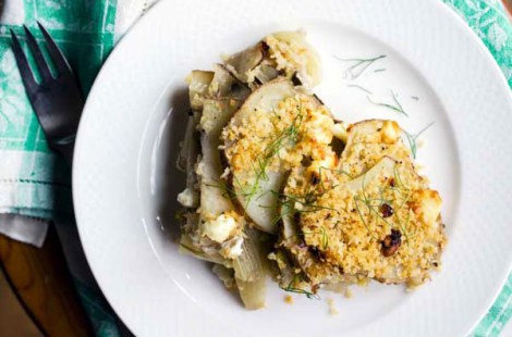 Potato Gratin withi Fennel and Spring Onions