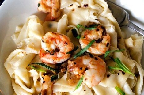 Saffron Pasta with Shrimp